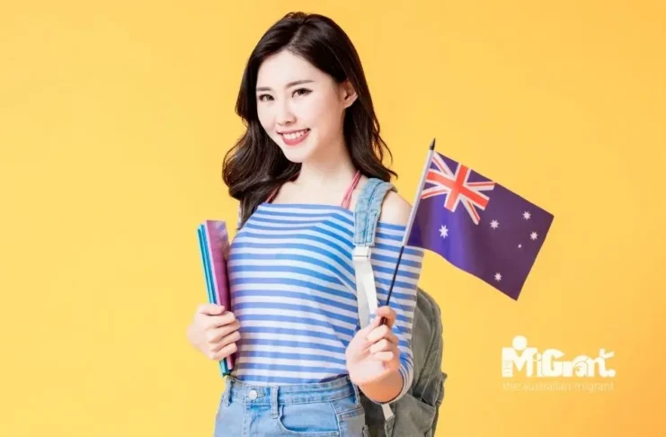 woman holding an Australian flag