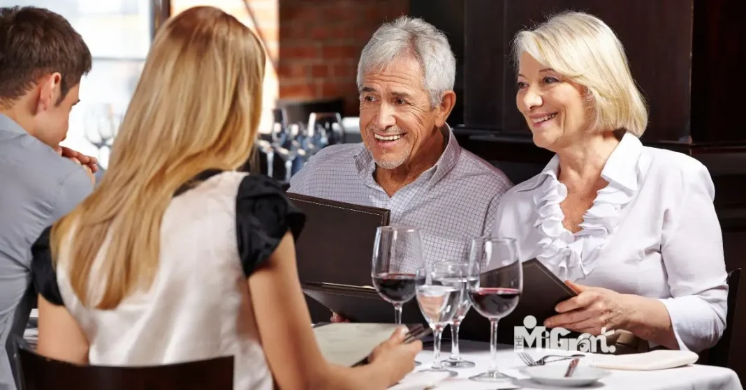 Senior or retired couple at a restaurant