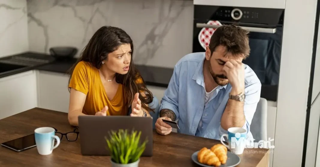 couple discussing a problem, bankruptcy