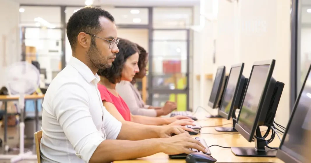 students using the computer
