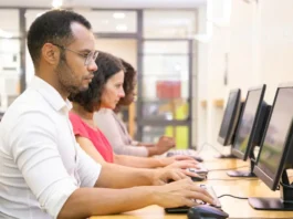 students using the computer