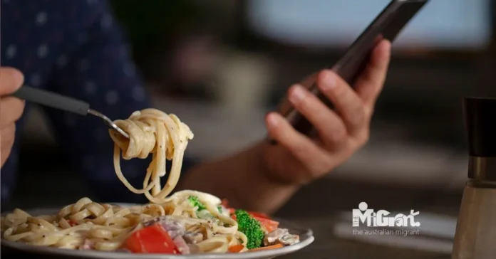 using smartphone while eating using smartphone while eating