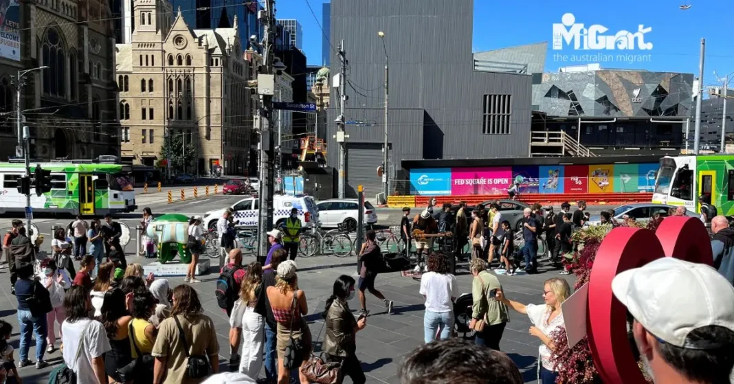 People walking near Flinders Station Melbourne